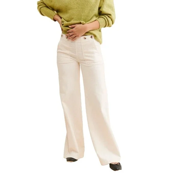 Pilcro Anthropologie The Kit Utility Wide Leg High Rise Corduroy Trousers Sz 30 - Picture 5 of 16